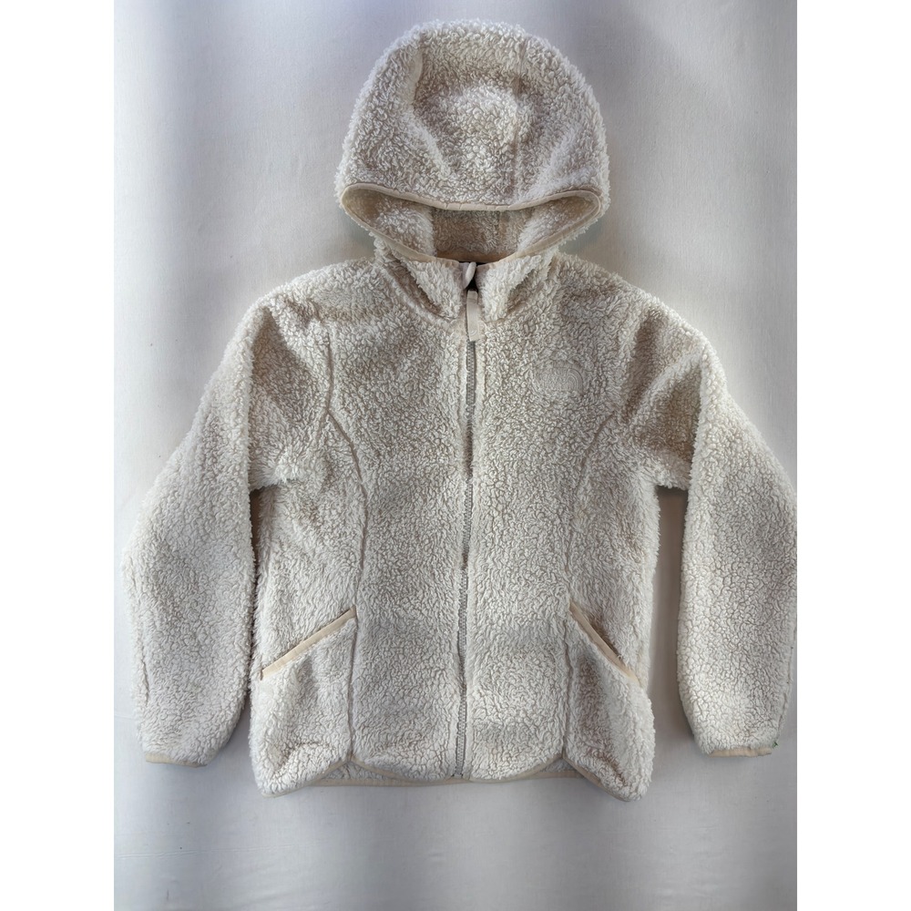 The North Face Girls Osito Fleece Hoodie Cream Full Zip Jacket Size M 10/12